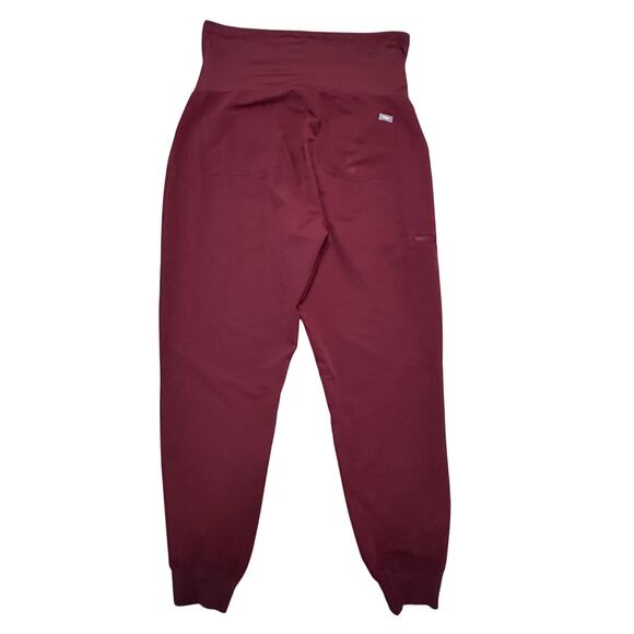 Figs Zamora Maternity Jogger Scrub Pants BURGUNDY Large - Picture 2 of 5